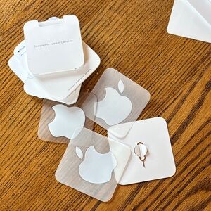 Apple White Logo Sticker Set with Silver SIM Ejector